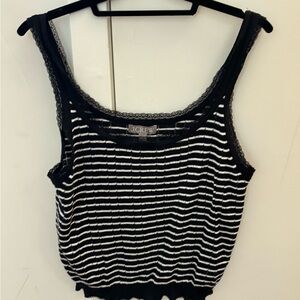 J. Crew Black and White Striped Tank Top